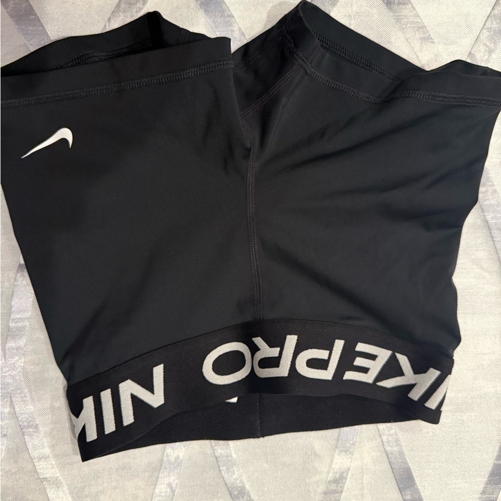 Nike Black Compression Shorts with White Swoosh